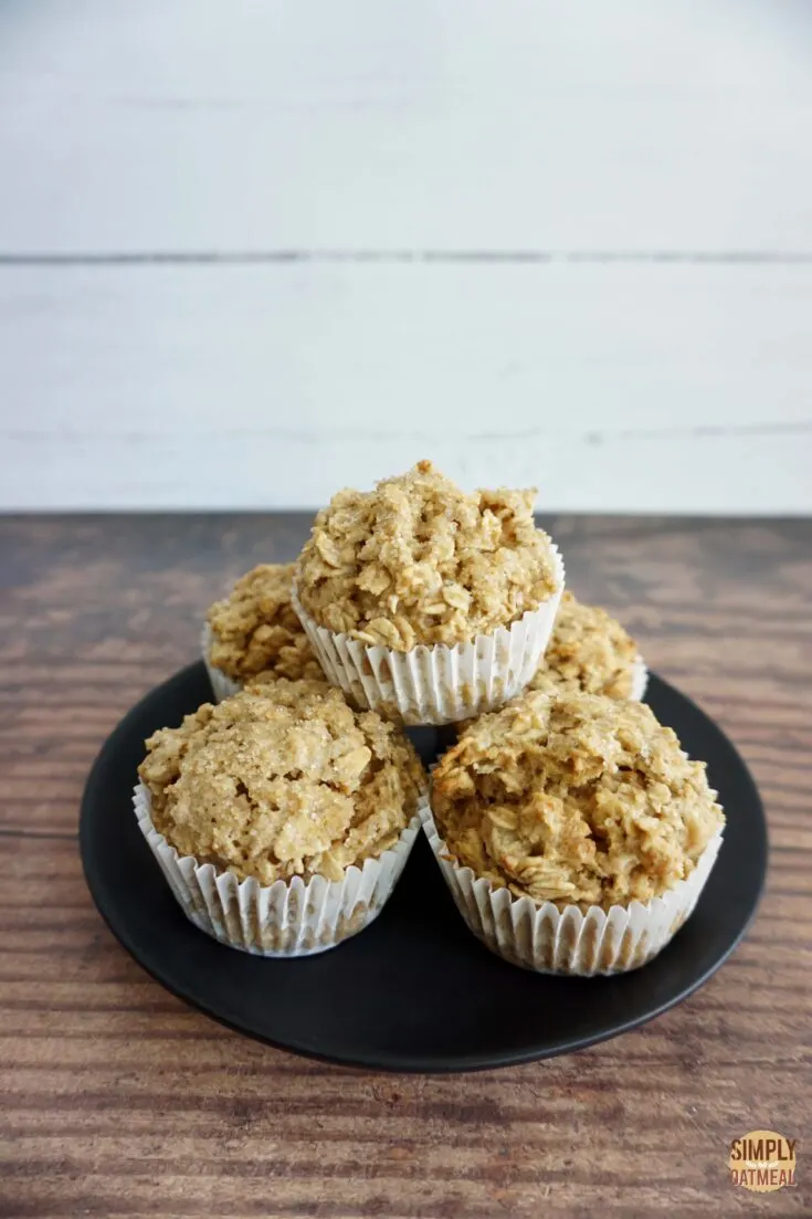 Fresh baked maple brown sugar oatmeal muffins on a plate