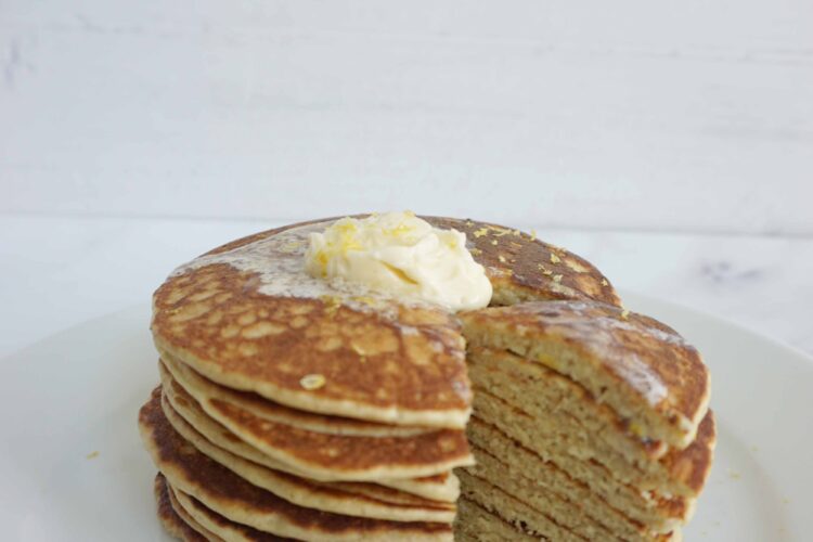 Lemon Ricotta Oatmeal Pancakes with Whipped Honey Butter (GlutenFree