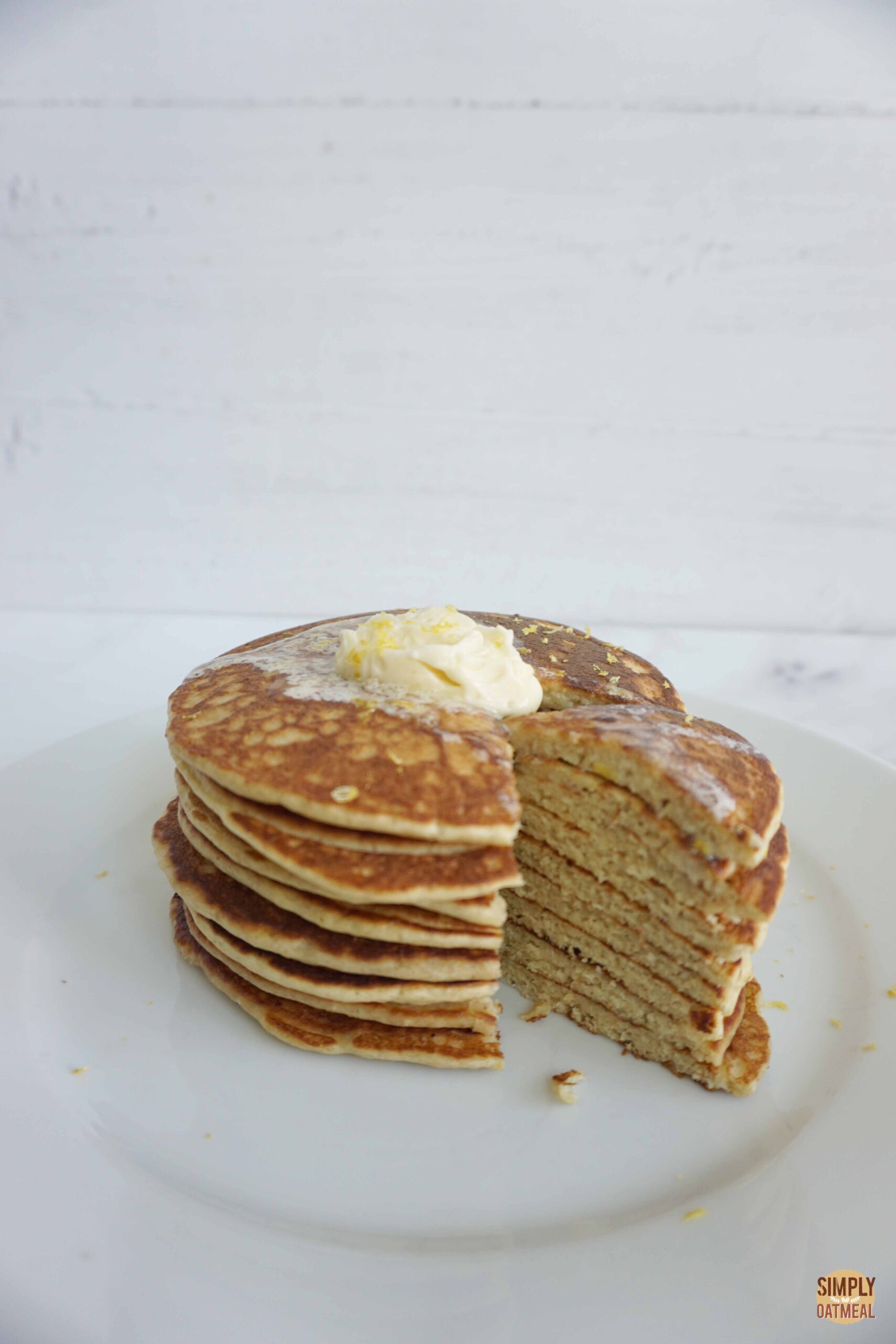 Lemon Ricotta Oatmeal Pancakes with Whipped Honey Butter (Gluten-Free)