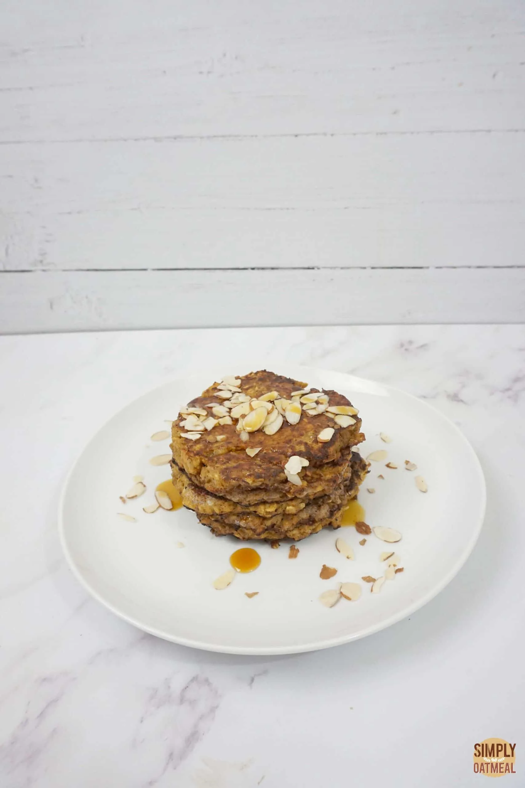Sweet potato oatmeal pancakes with sliced almonds