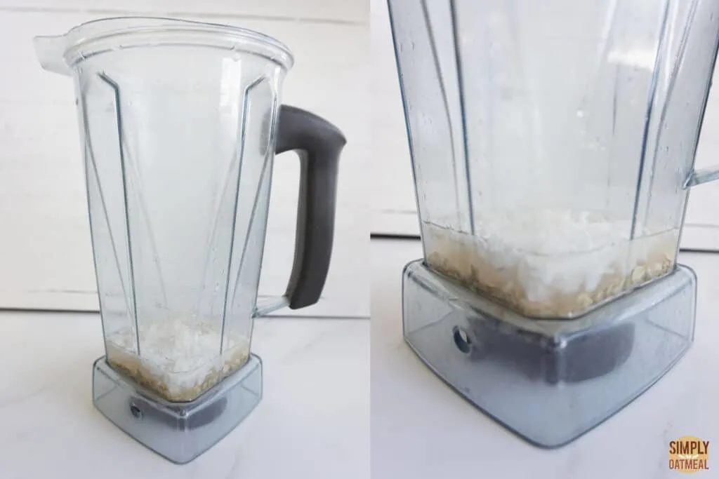 Blend the ingredients to make oat milk creamer