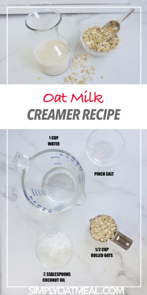 ingredients to make oat milk creamer