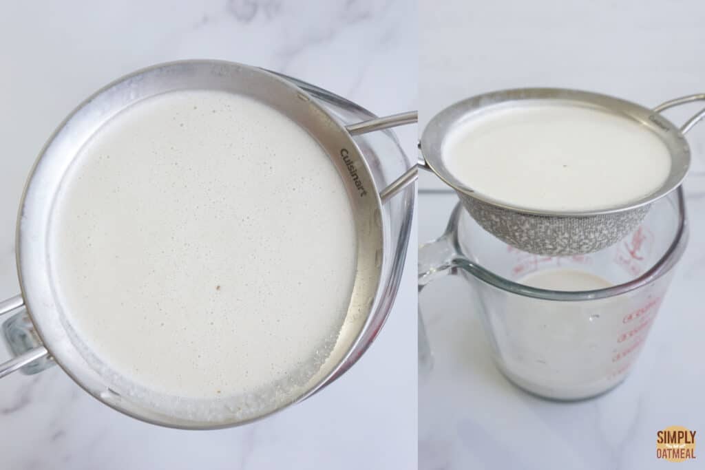 Strain the oat milk without oil into a pourable pitcher