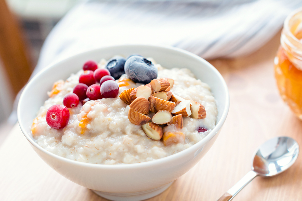 Creamy oats in bowl.