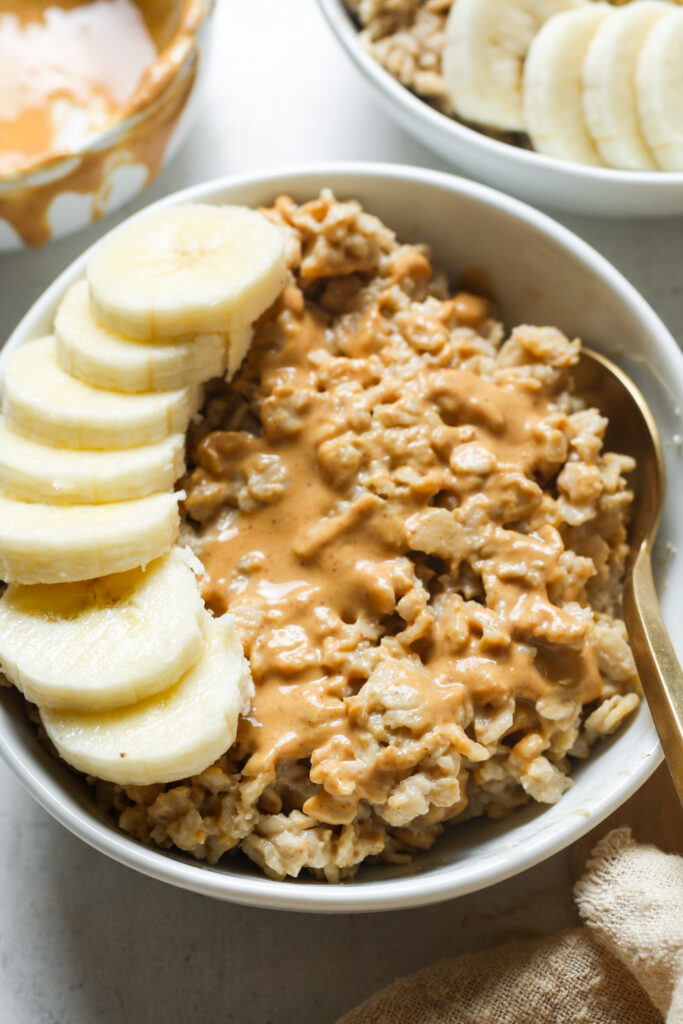 Peanut butter and banana breakfast bowl.