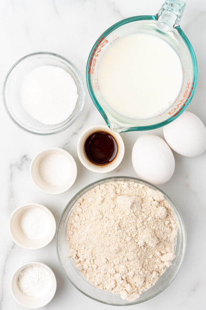 Ingredients for oat flour pancakes.