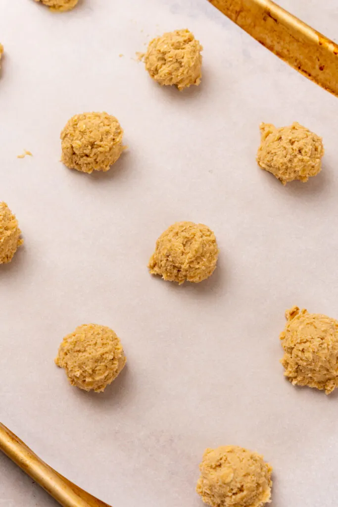 Balls of oatmeal cookie dough.