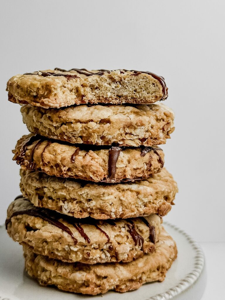 Stack of oatmeal cakes.