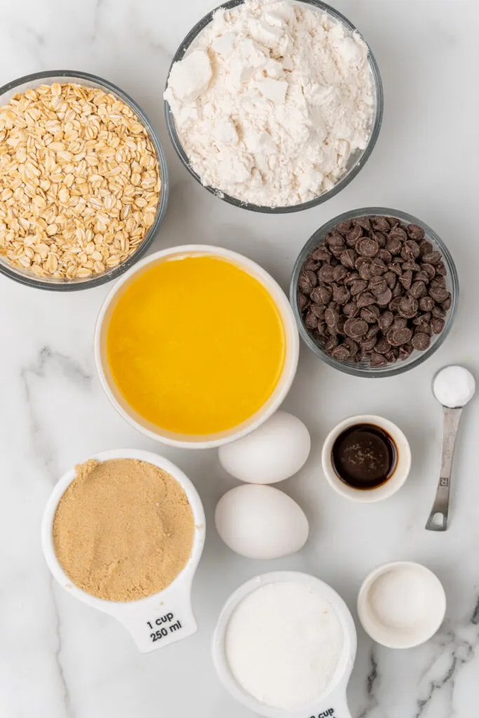 Ingredients for oatmeal bars.