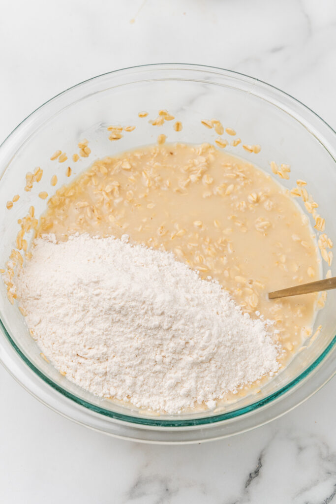 Bread batter with flour.